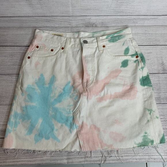 Levi's White Tie Dye Denim Skirt Size 29 - Picture 1 of 6